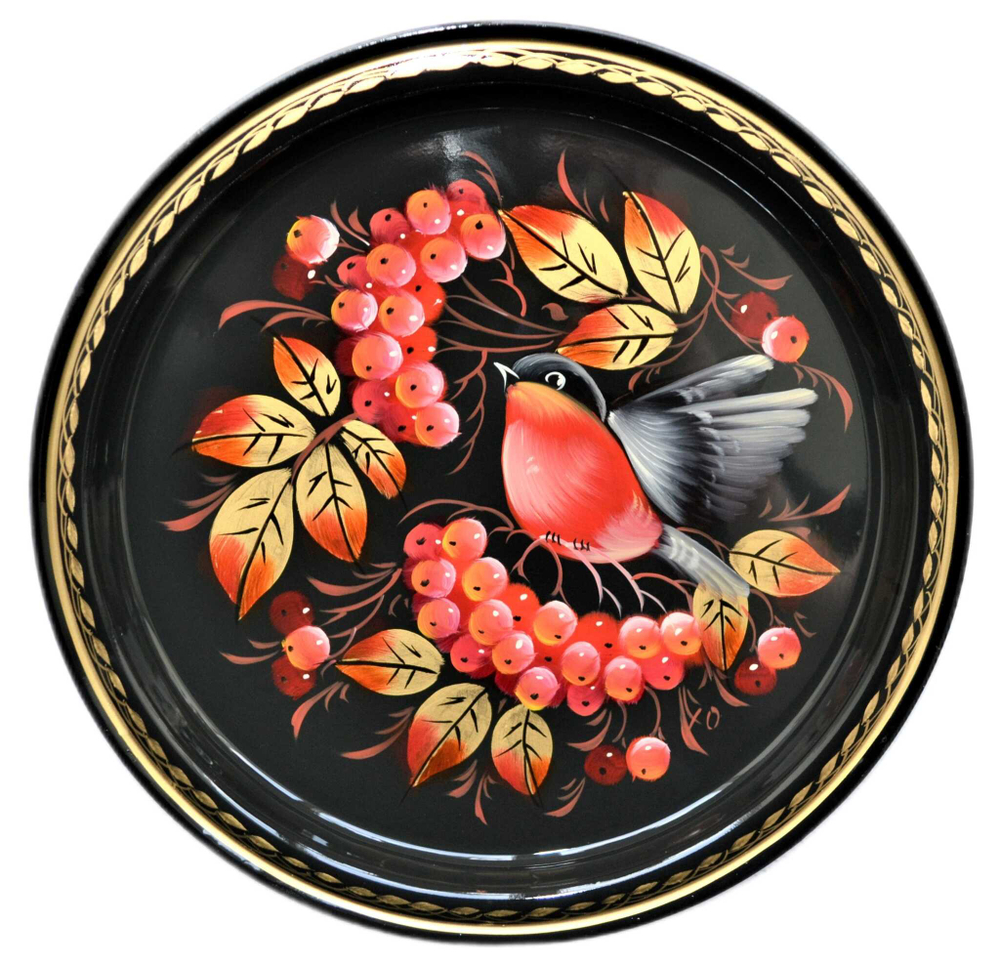 Жостовский поднос декоративный, размер 22 см (A5), металлический