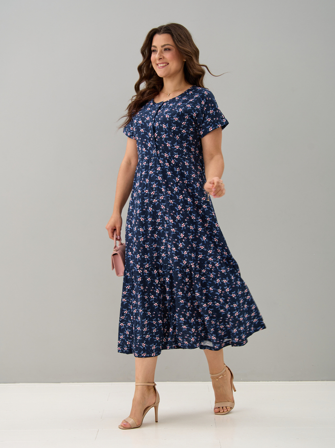 Платье П-032/синий-цветыветочка