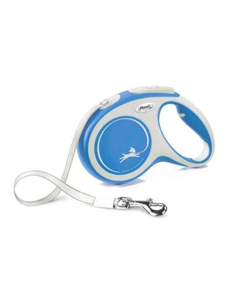 Поводок-рулетка Flexi New Comfort M. Лента 5 м. для собак до 25 кг. Синий