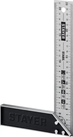 Профессиональный угольник с нержавеющим полотном, 250 мм // STAYER STABIL Professional