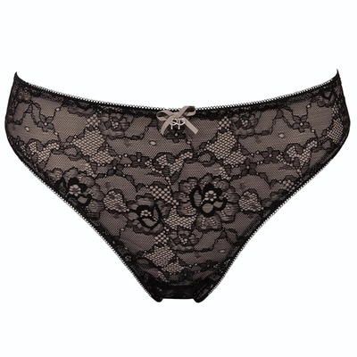 Трусики-бразилиана Lola (Размер: M) (Цвет: черный с бежевым)