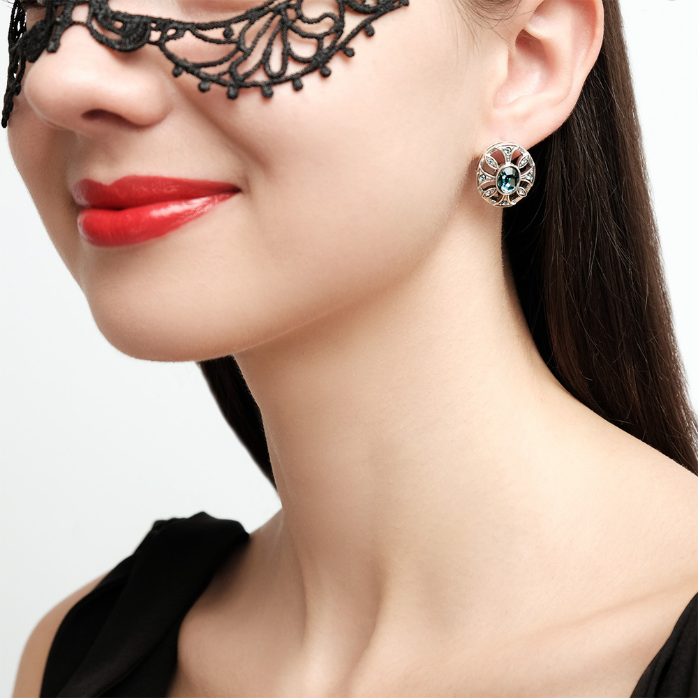 "Луара" серьги в серебряном покрытии из коллекции "Леди" от Jenavi  с английским замком