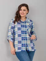 Рубашка Р-001/голубой-салатклетка