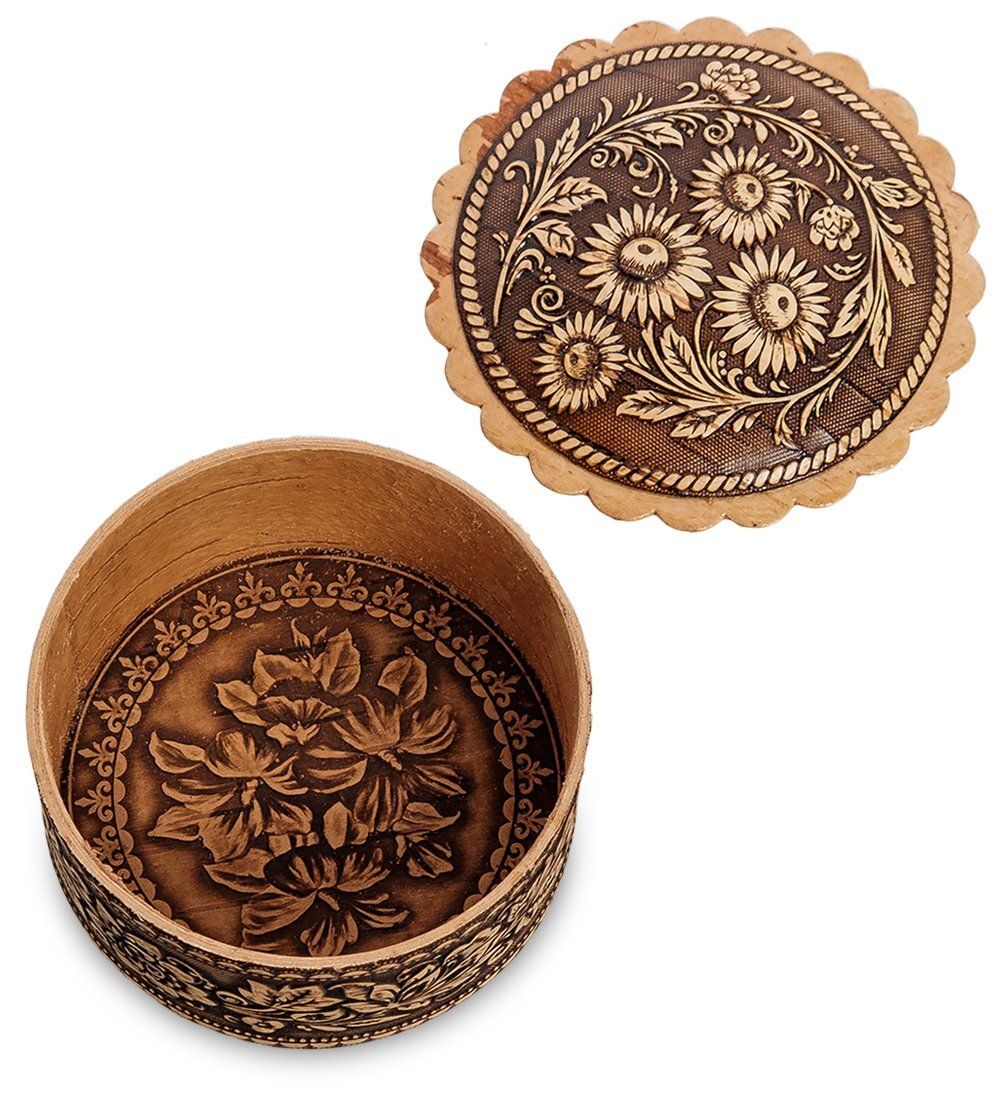 Народные промыслы BST-132/ 1 Шкатулка «Цветы» (береста)