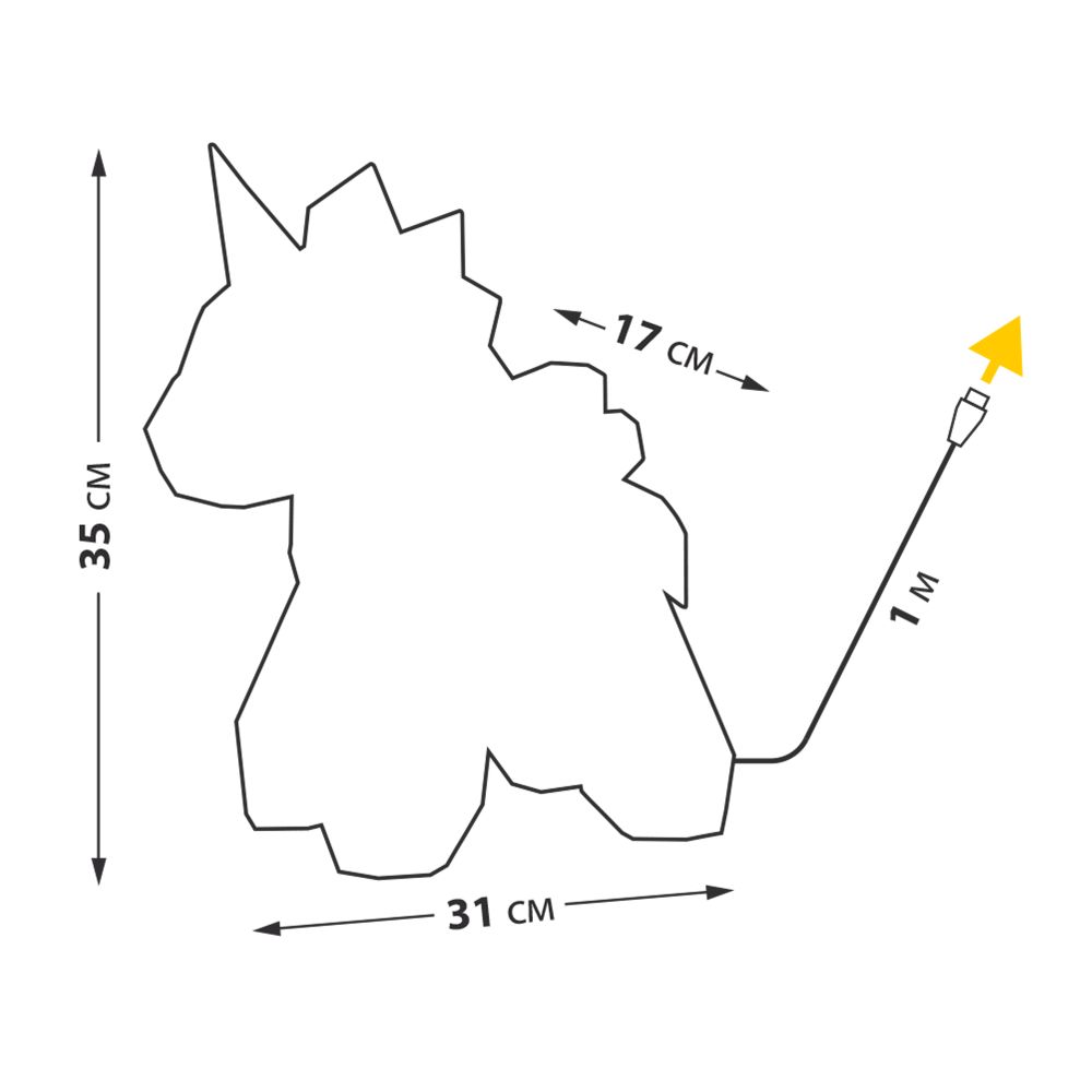 ULD-R503 USB-RGB UNICORN Светильник декоративный Единорог. с USB проводом. 60 светодиодов. RGB свет. Цвет корпуса радужный. TM Uniel