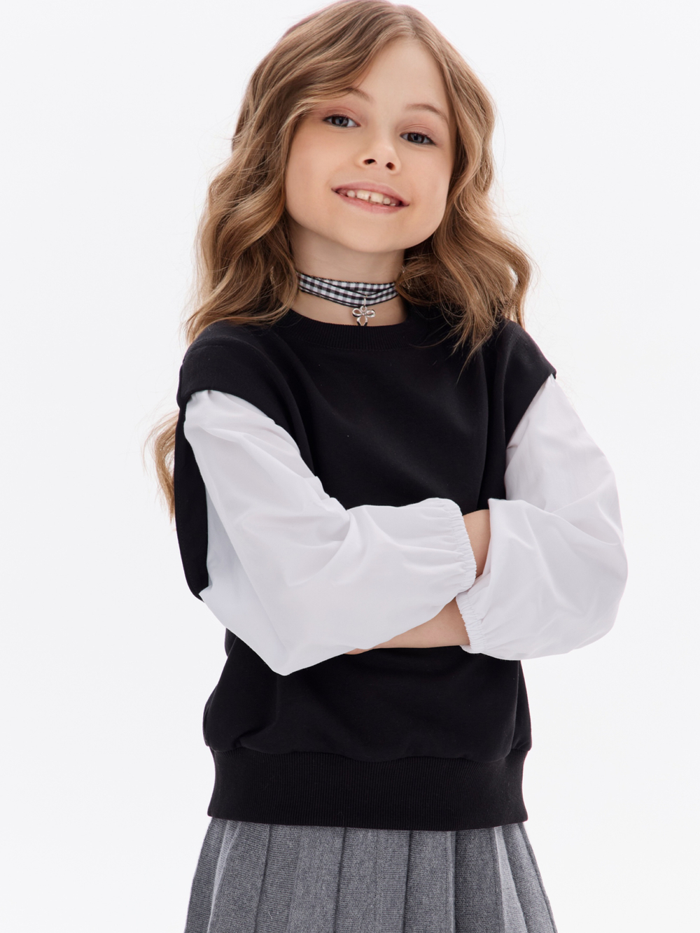 Свитшот-рубашка с эффектом двойки