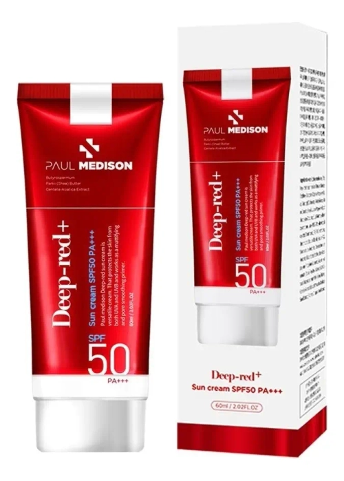 PAUL MEDISON Солнцезащитный кремБ- Deep-red Sunscreen SPF50 PA+++ , 60мл