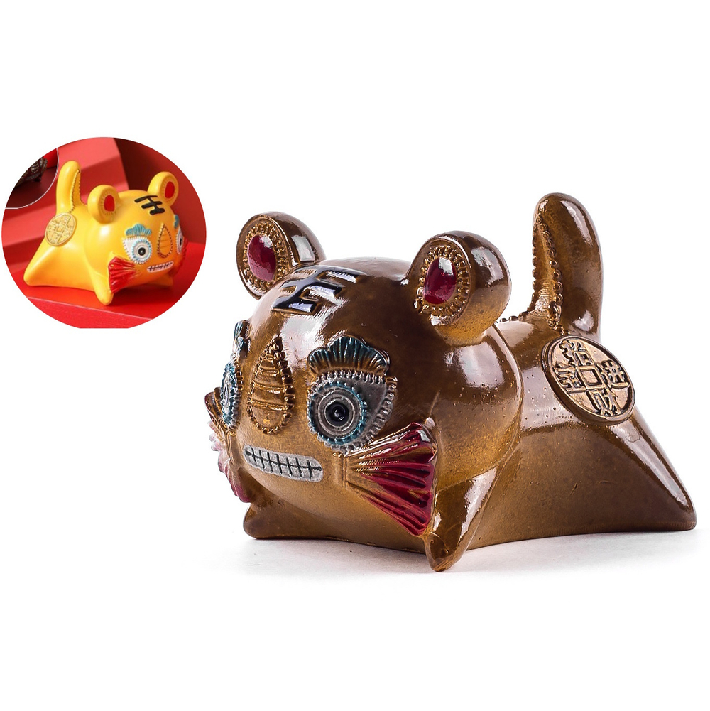 278186 Фигурка "Золотой тигр удачи" меняет цвет, шир/выс=6.5*6см, полимерн.смола