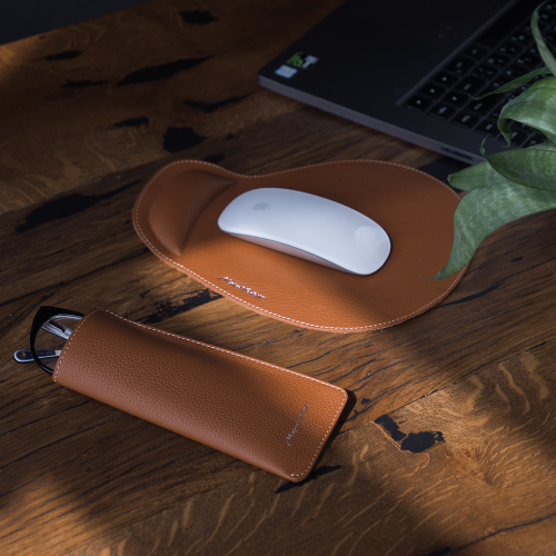 Коврик для мышки Souris из натуральной кожи теленка, цвета карамель