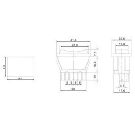 Переключатель (стеклоподъемника) клавишный 12В 20А (5с) (ON)-OFF-(ON) черный REXANT