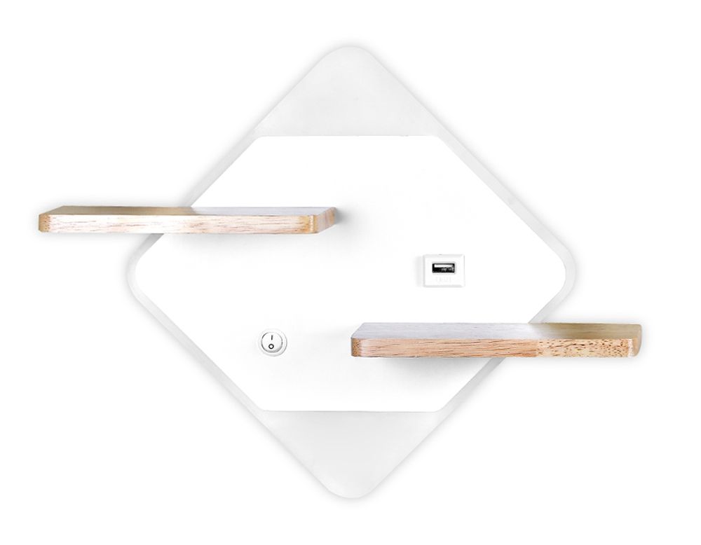 Ambrella Настенный светодиодный светильник с выключателем, USB портом и полкой Wall FW100
