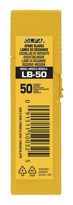 OLFA 18 мм, 50 шт, в пластиковом кейсе, сегментированные лезвия (OL-LB-50)