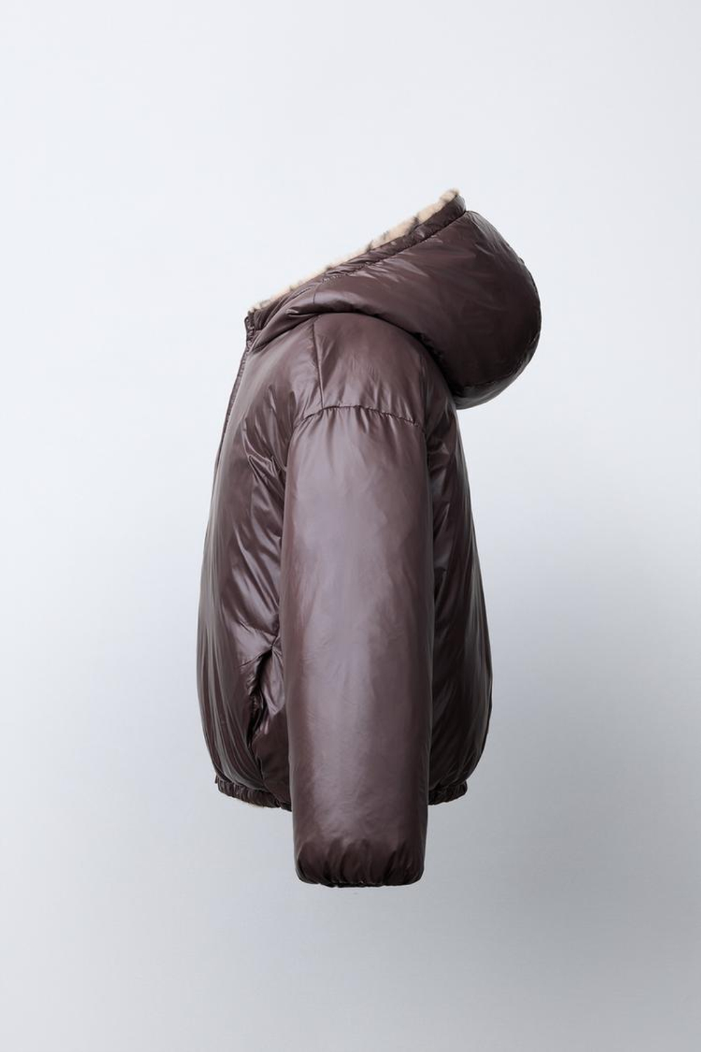 ZARA ДВУСТОРОННЯЯ КУРТКА, ТЕМНО-КОРИЧНЕВЫЙ