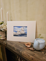 Картина авторская акварельная в паспарту 21х30 см на стену для интерьера "Маяк Лингер"