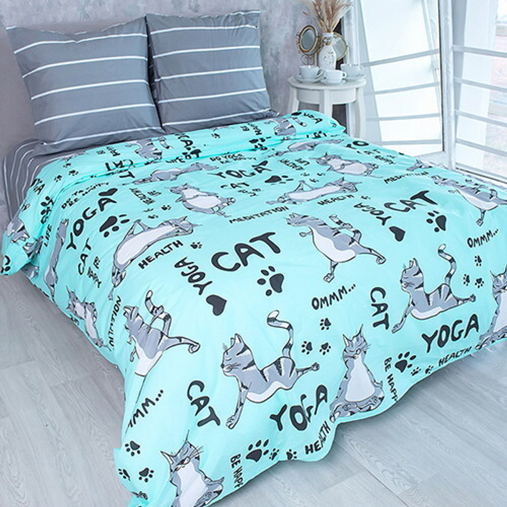 Постельное белье 2,0 поплин Традиция «Йога кошки»