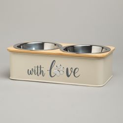 МИСКА AGNESS ДЛЯ ЖИВОТНЫХ ДВОЙНАЯ НА ПОДСТАВКЕ, 25,5Х13Х7 СМ