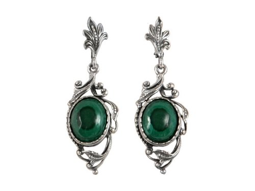 "Лоза" серьги в серебряном покрытии из коллекции "Самоцветы" от Jenavi  с английским замком