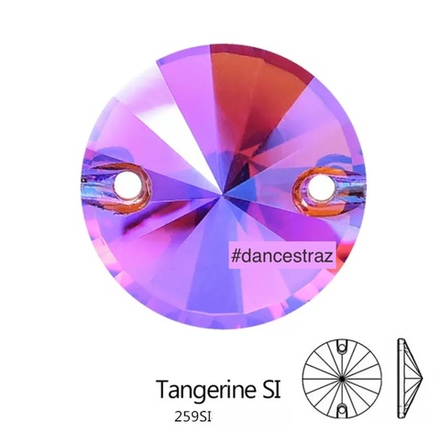 Стразы пришивные, Rivoli, Tangerine SI, 259SI, 12mm, (40 ea/pkg), 5A+best, (F2)