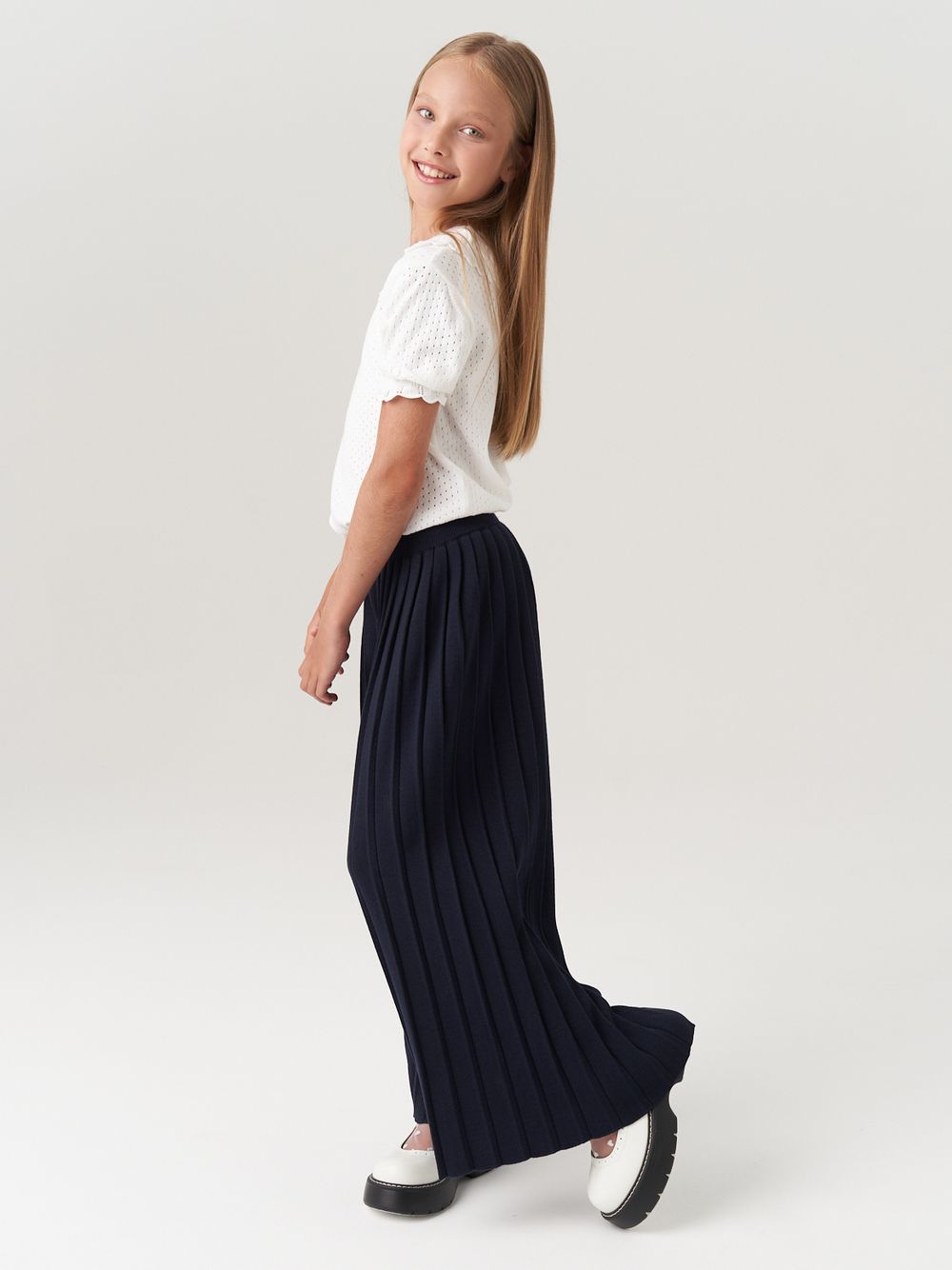 Школьные широкие брюки для девочки AT726-2 синий