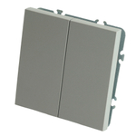 Переключатель 2-клавишный (механизм), STEKKER, 250В, 10А, серия Эмили, RSW10-5107-10, платиново-серый, soft touch 49947