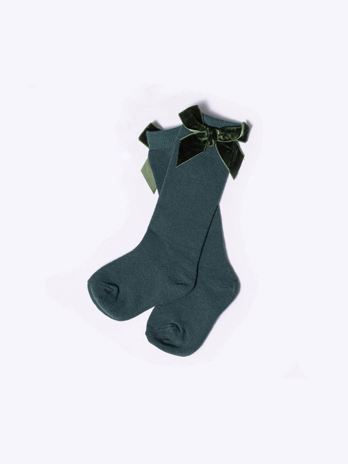 Гольфы с бархатным бантиком, Изумрудный