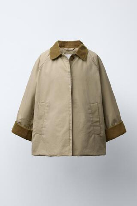 ZARA ТРЕНЧ С ВЕЛЬВЕТОВЫМ ВОРОТНИКОМ, БЕЖЕВЫЙ
