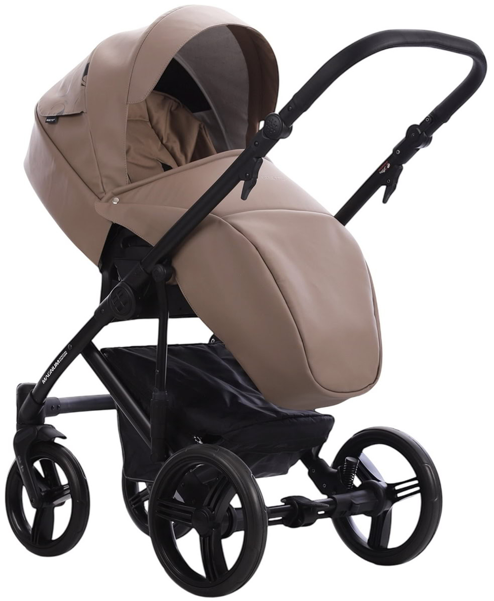 Детская коляска Bebetto Magnum Light SE Pro 2 в 1 05 т.бежевая кожа черная рама