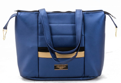 Детская коляска Adamex Rimini Deluxe 2 в 1 RI240 СИН.ПЕРЛ.КОЖА+ЗОЛОТО.ОТДЕЛКА