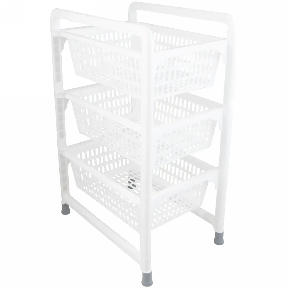 Этажерка универсальная «НУЖНАЯ», 3 секции с выдвижными лотками, цвет белый, 45*319*63см, лоток на 9л