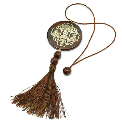 Подвеска на зеркало из обсидиана 47мм "Иконостас"