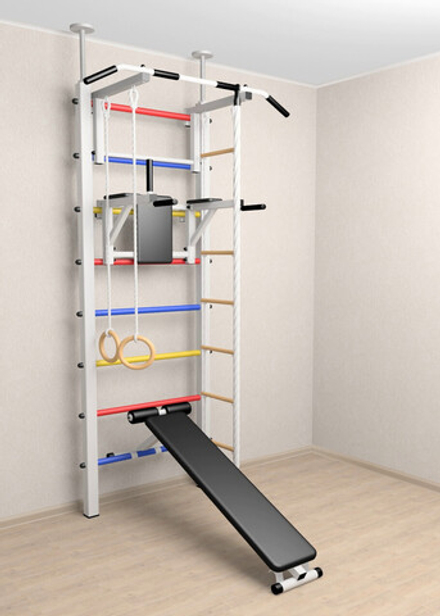 Шведская стенка Sv Sport враспор (Турник стандарт/Брусья/Скамья/Канат/Кольца/Лестница)