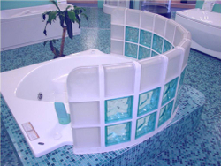 Завершающий стеклоблок волна бронза окраска в массе Vitrablok   19x19x8