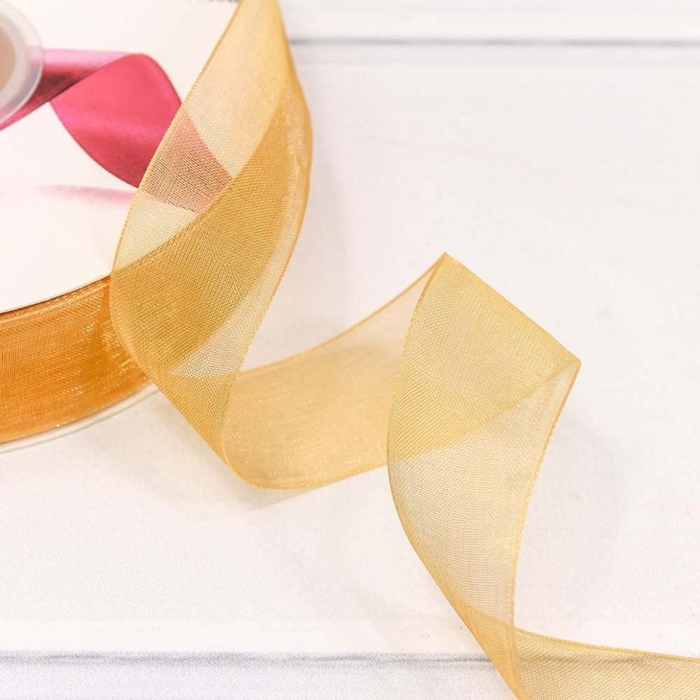 Лента Органза 2,5см х 110м (Золотой)