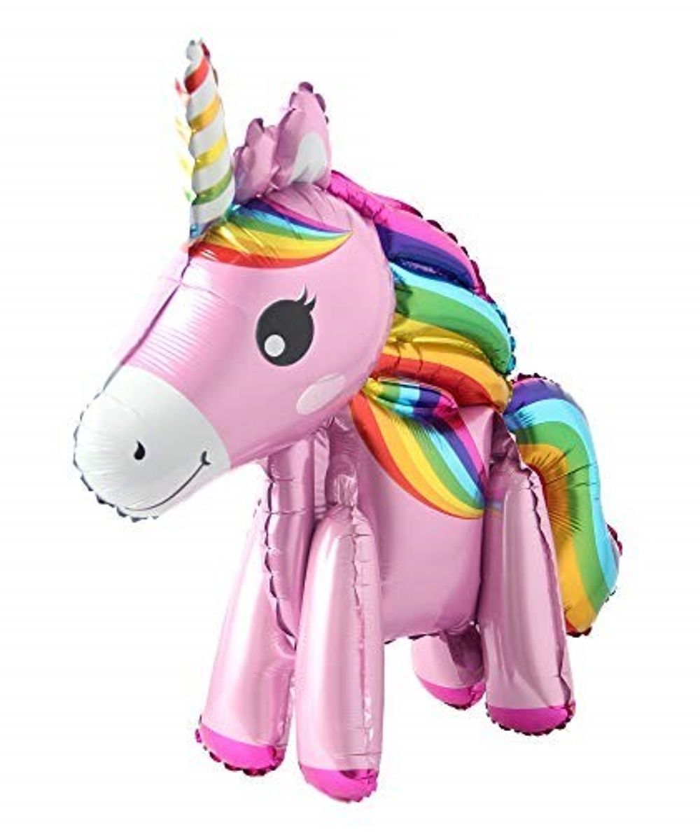 Шар 3D (23''/58 см) Фигура, Радужный единорог, Розовый, 1 шт. в упак.