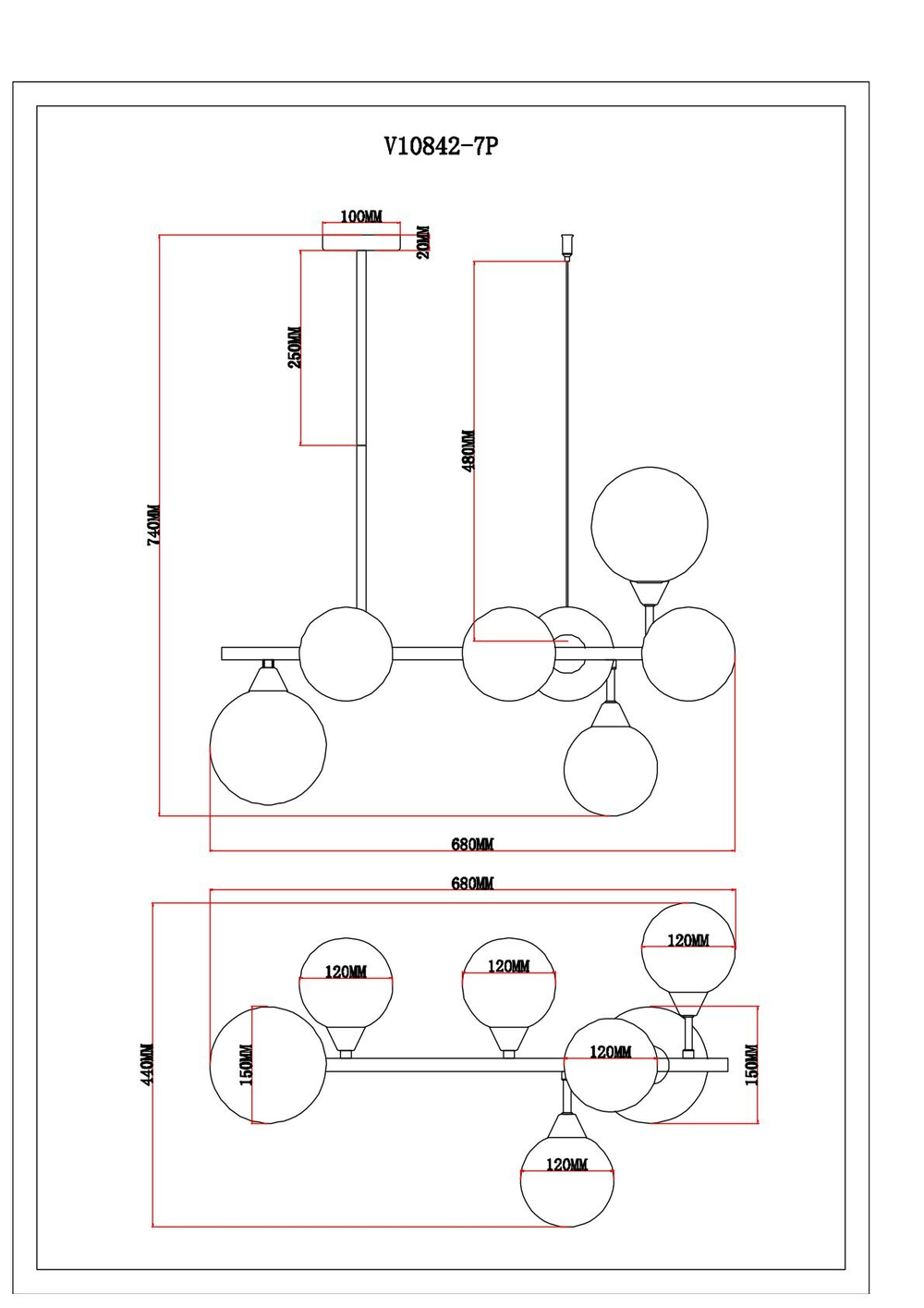 Светильник подвесной Moderli V10842-7P Molecule