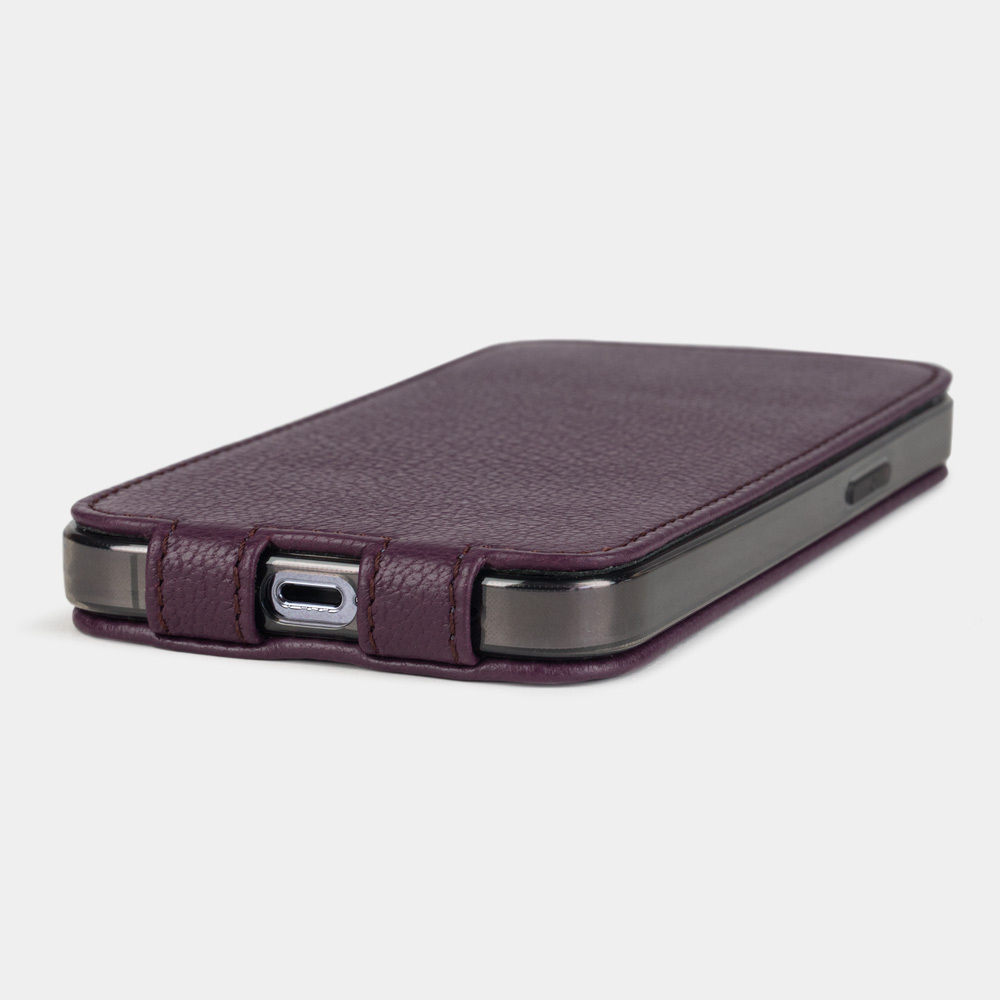 Чехол для iPhone 14 Pro из кожи козы, фиолетового цвета