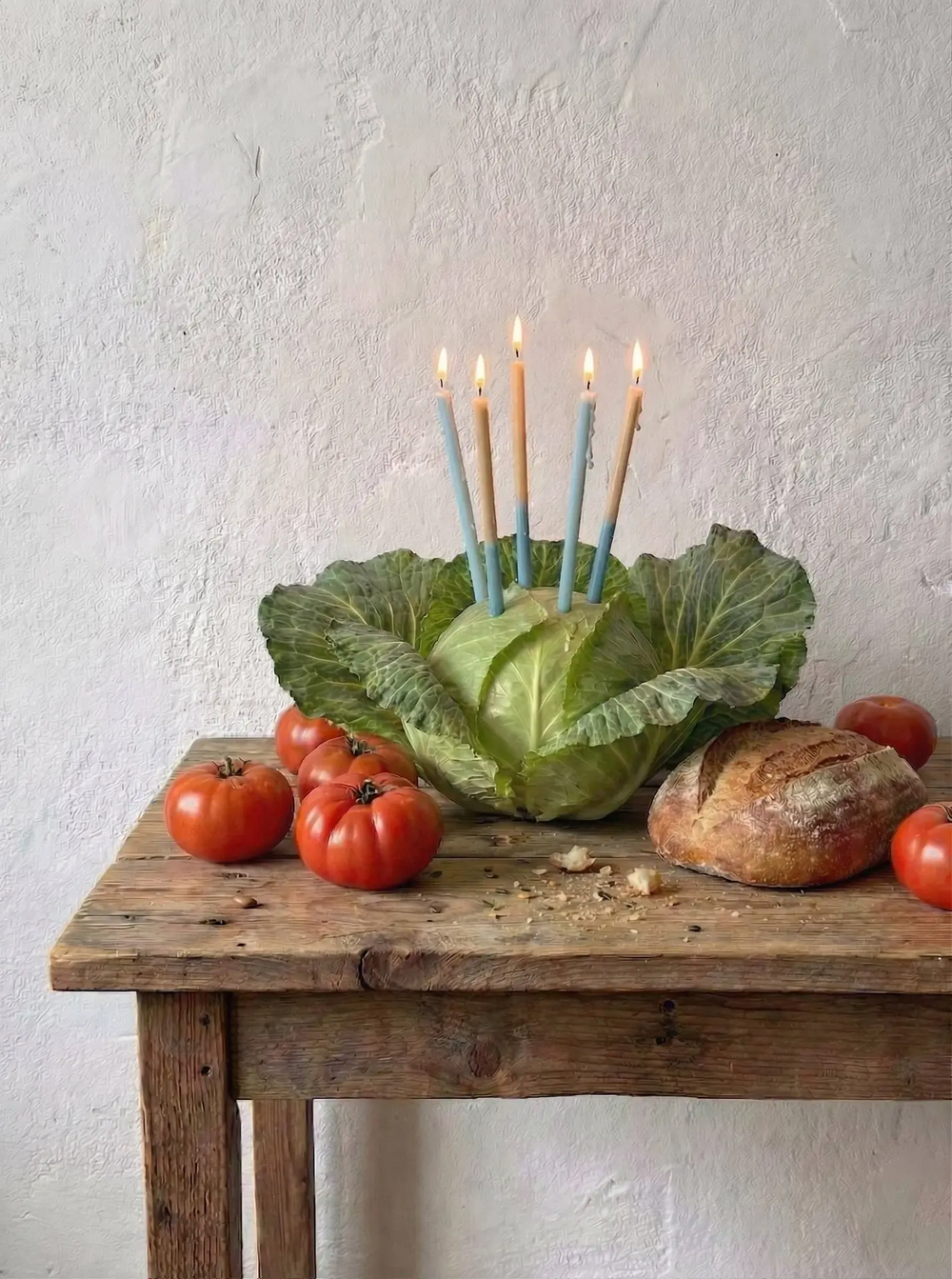 Свеча из коллекции "Пять вечеров" голубой/охра