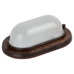 Светильник ЭРА НБО 04-60-021 Кантри дерево/стекло IP54 E27 max 60Вт 232х140 овал орех | Светильники ЖКХ РБ