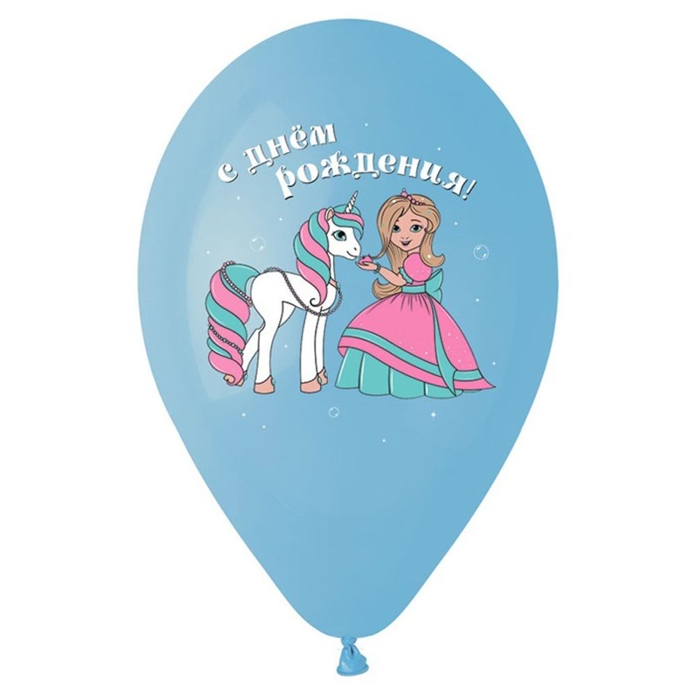 Воздушные шары Gemar с рисунком Принцесса Мия и Единорог, 25 шт. размер 14" #943351