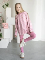 Розовый костюм для девочки в полоску на осень