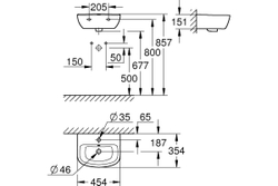 Мини-раковина GROHE Bau Ceramic ширина 45 см 39424000