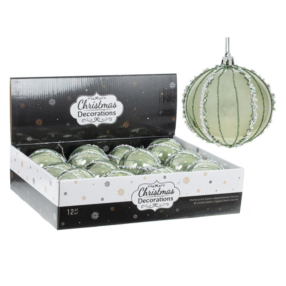 GAEM Набор из 12шт Украшение новогоднее "Шар", D 8 см, L35 W27 H8,5 см