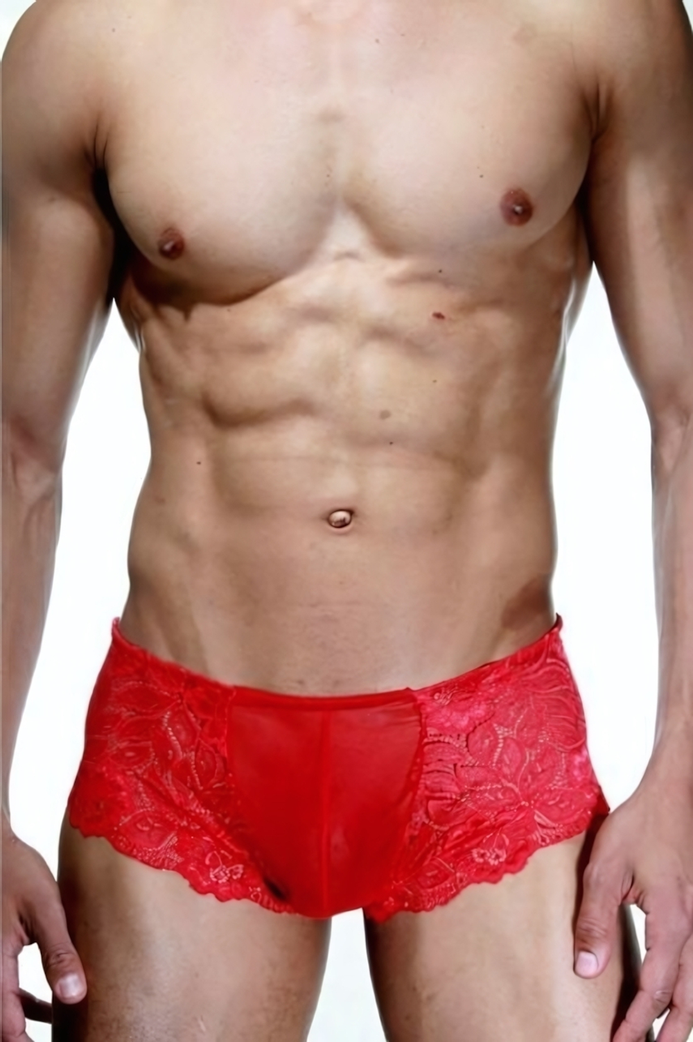 Красные кружевные трусы-хипсы (Размер: S-M) (Цвет: красный)
