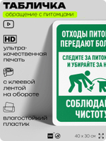Табличка "Отходы питомцев передают болезни" на дверь и забор, для двора, дома, подъезда, 40х30 см, Silver Plane x Айдентика Технолоджи