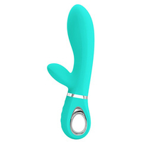 Бирюзовый вибростимулятор-кролик 20,5см Pretty Love Thomas BI-014621-4
