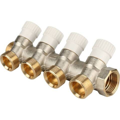 STOUT Коллектор распределительный 3/4" на четыре отвода 3/4" евроконус