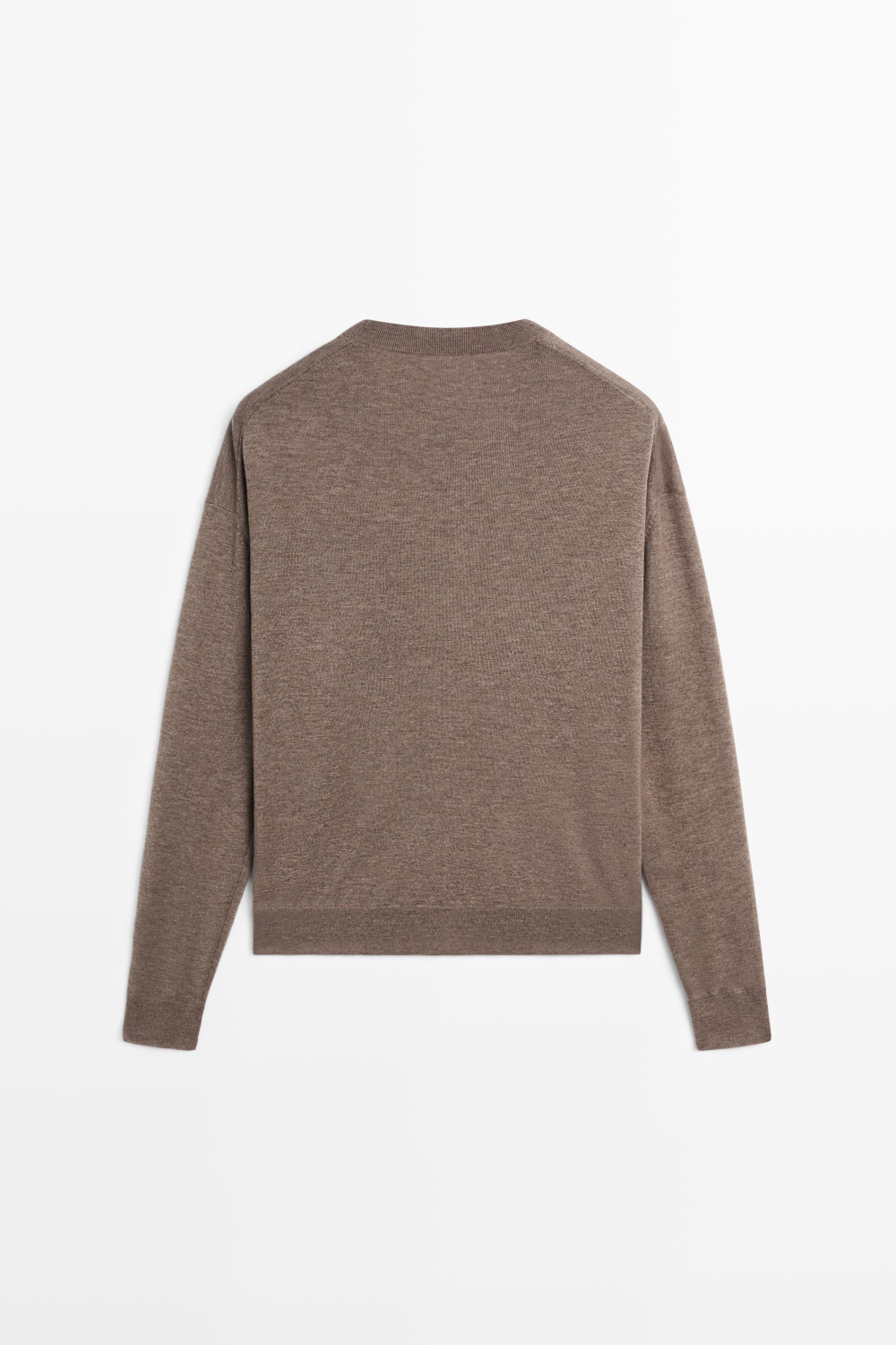 Massimo Dutti Джемпер тонкой вязки из шерсти, кротово-коричневый