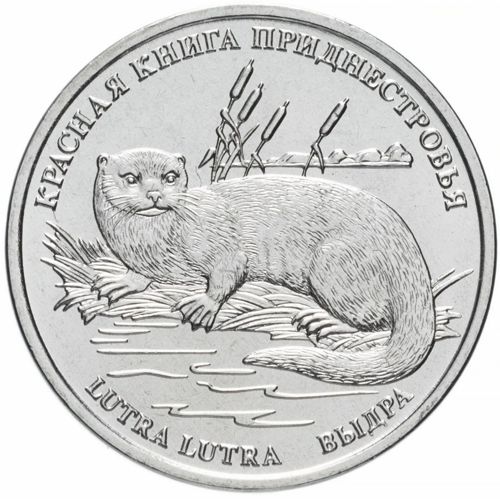 1 рубль "Выдра". Серия «Красная книга Приднестровья. Фауна» 2018 год