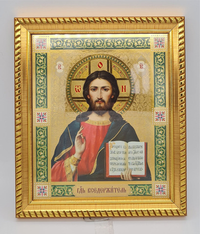 Икона баг.15*18 уф/л Спаситель зел/орн/зол/фон(БоГ) 10681461