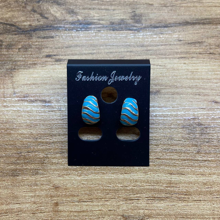 Серьги Small Ракушка эмаль цветная цвет голубой металл золотистый